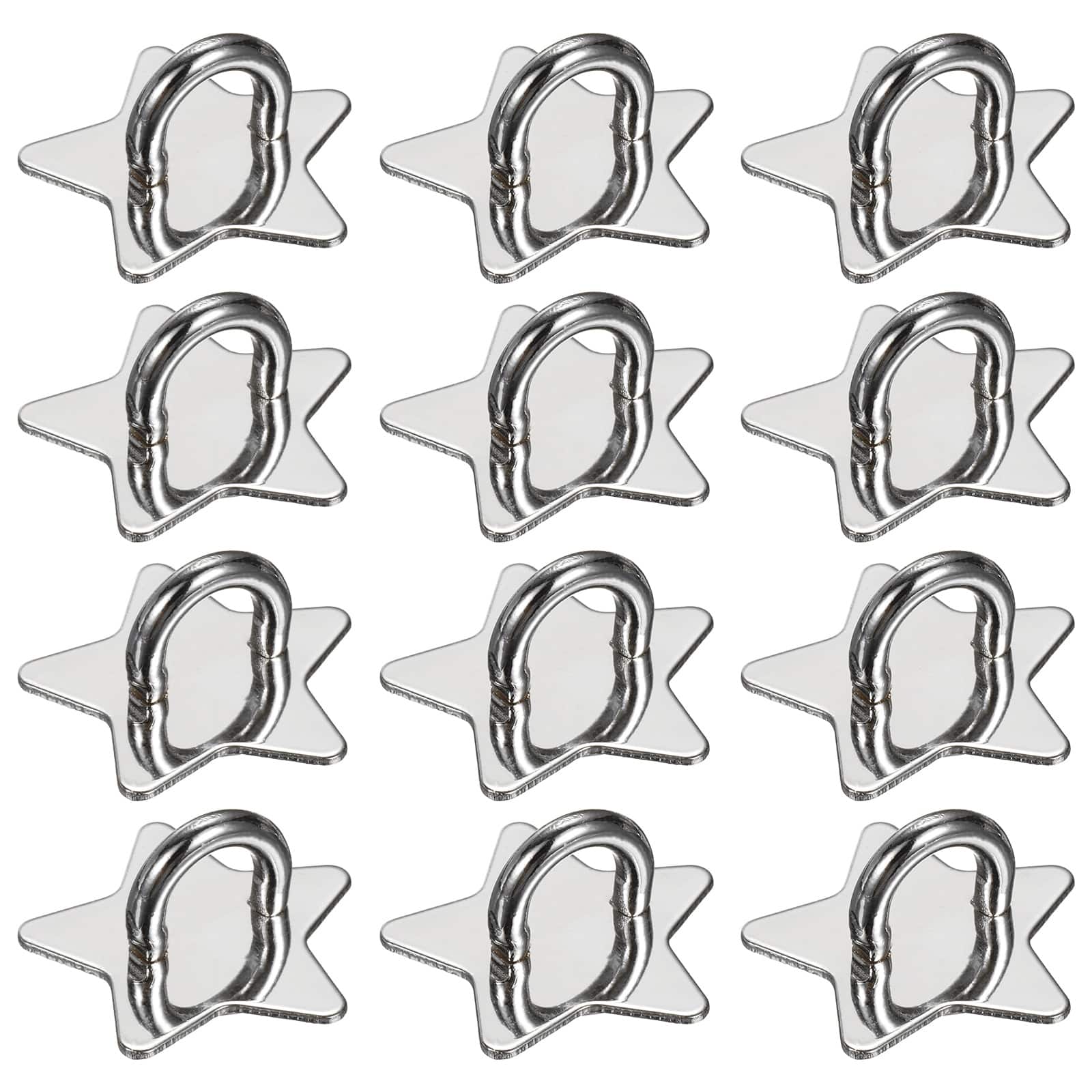Unique Bargains - Metal Phone Charm Hook 1", 12pcs Adhesive Star Shaped Finger Grip for Smartphones Keychain Tablet Case Accessories - Silver