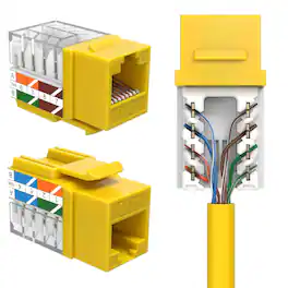 Cables Direct Online - Cat6 45° Angled RJ45 Keystone Jack, 110 Punch-Down, UL Listed, Gold-Plated, T568A/B, 10Gbps Ready - Yellow