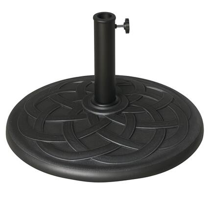 Front. Outsunny - 22" 42 lbs Round Resin Umbrella Base Stand Market Parasol Holder with Beautiful Decorative Pattern & Easy Setup - Bronze.