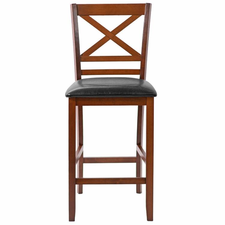 Angle. Kadyn - 2-Pc Set Bar Stools 25 In Counter Height Chairs with PU Leather Seat, for Kitchen Island - Brown.