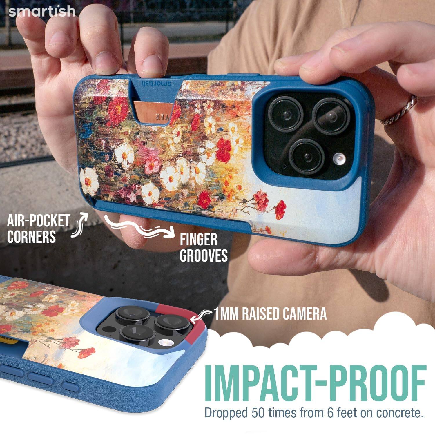 smartish  
smartish  
AIR-POCKET CORNERS  
FINGER GROOVES  
1MM RAISED CAMERA  
IMPACT-PROOF  
Dropped 50 times from 6 feet on concrete.