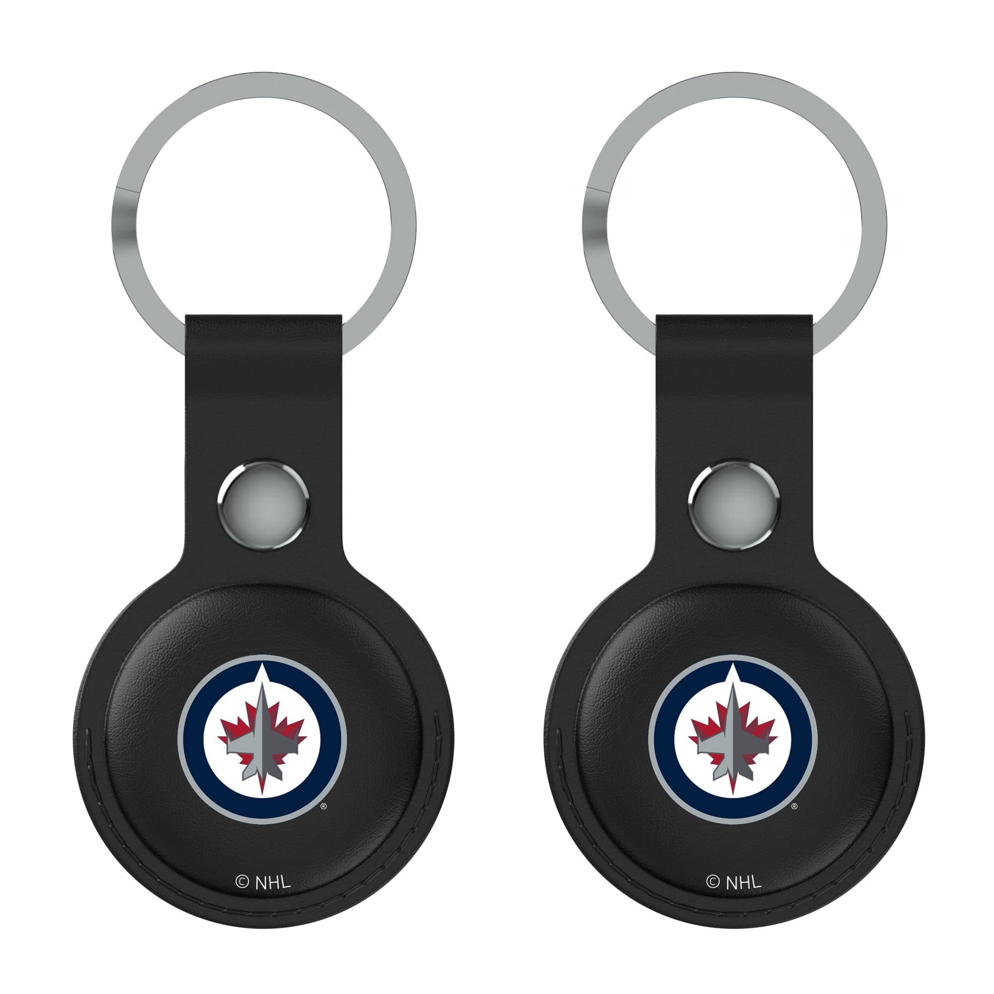Keyscaper - Winnipeg Jets Leatherette AirTag Holder 2-Pack - No Size - Black