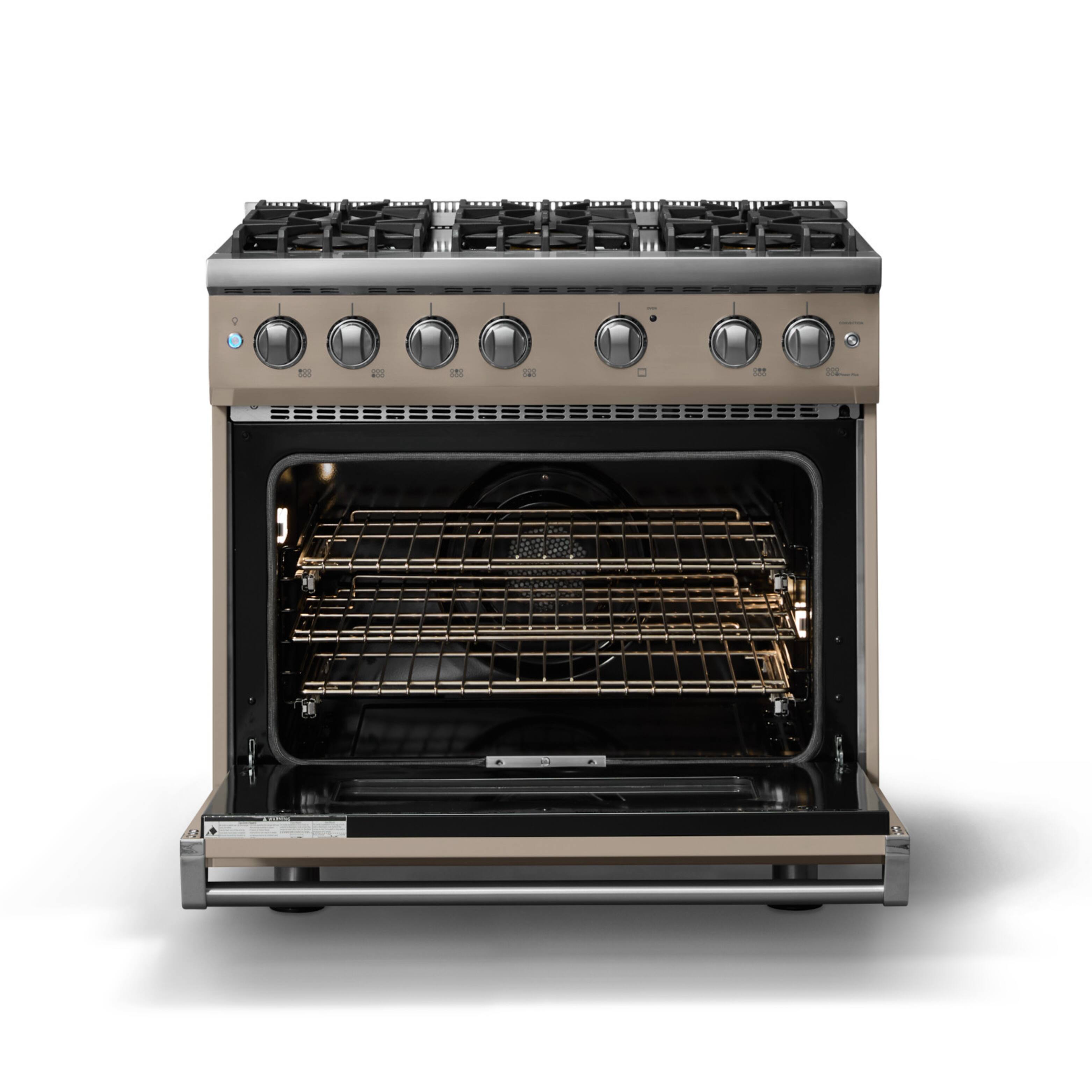 Alt View 2. Viking - 36"W. 5.1 Cu. Ft. Freestanding Manual Clean Sealed 6 Burner Gas Convection Range - Nantucket - Nantucket.