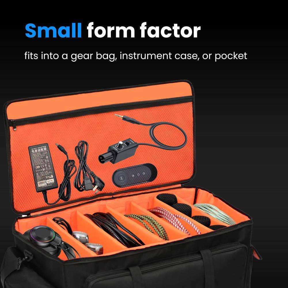 Small form factor  
fits into a gear bag, instrument case, or pocket