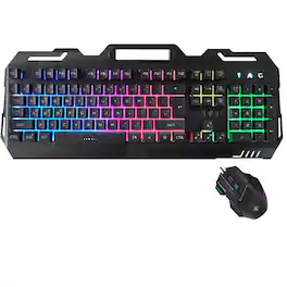 Sahara - Wired Gaming Keyboard & Mouse Combo | 104 Keys | Anti-Ghosting Multi-Key | 7-RGB Backlights - Black