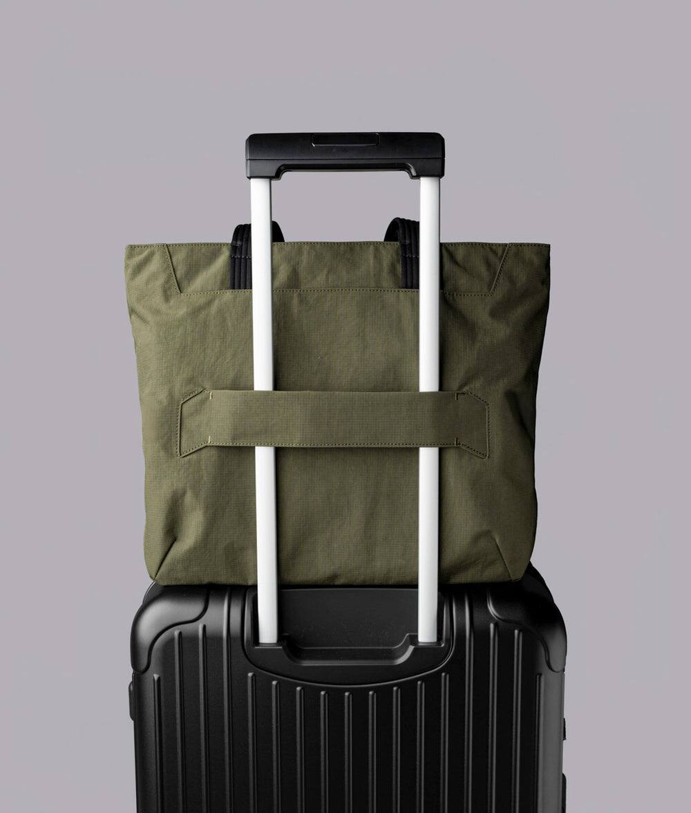 Alt View 8. ALPAKA - Flight Tote (M) Laptop Tote Bag for Work, Tote Bag Fits 14" MacBook Pro, Water Bottle Pocket, Luggage Pass-Through - Green Axoflux 400D.