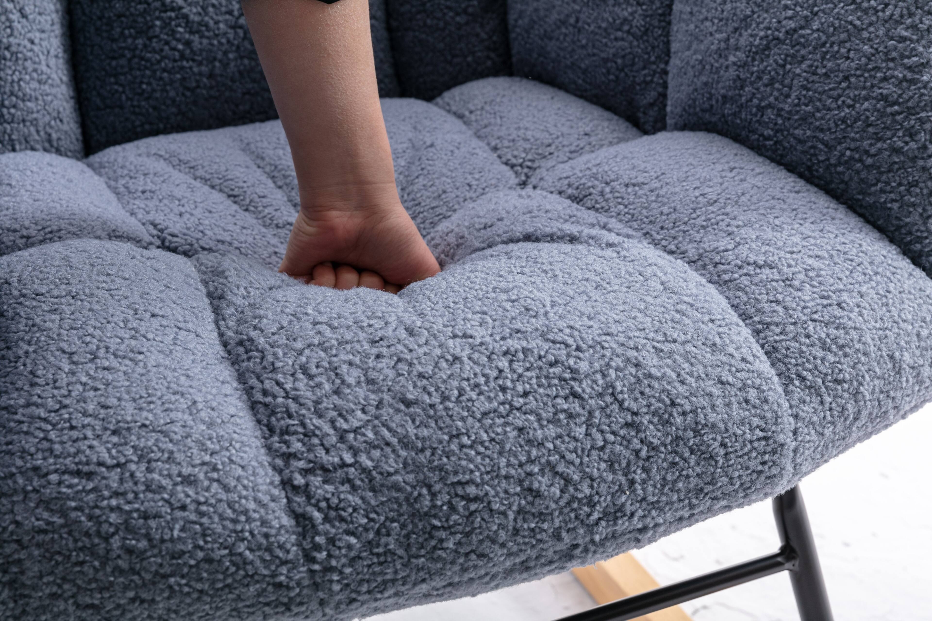 Alt View 2. Anysun - Teddy Fabric Rocking Gilder Nursery Chair For Living Room Indoor - Blue.