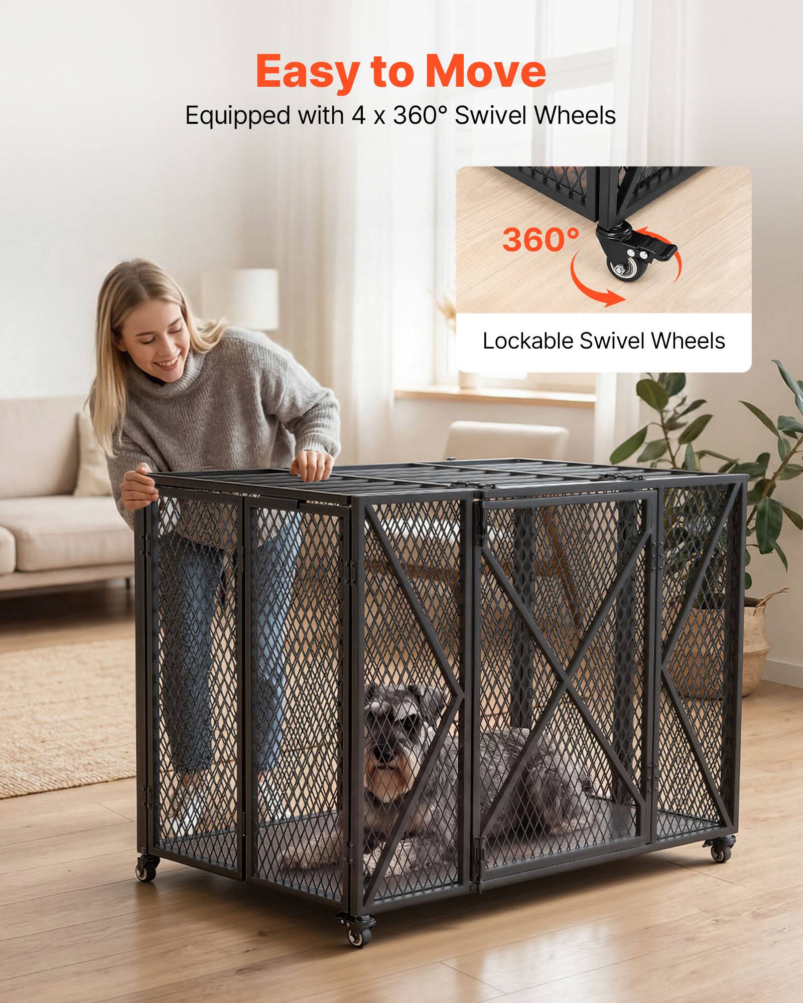 Easy to Move  
Equipped with 4 x 360° Swivel Wheels  
360° Lockable Swivel Wheels