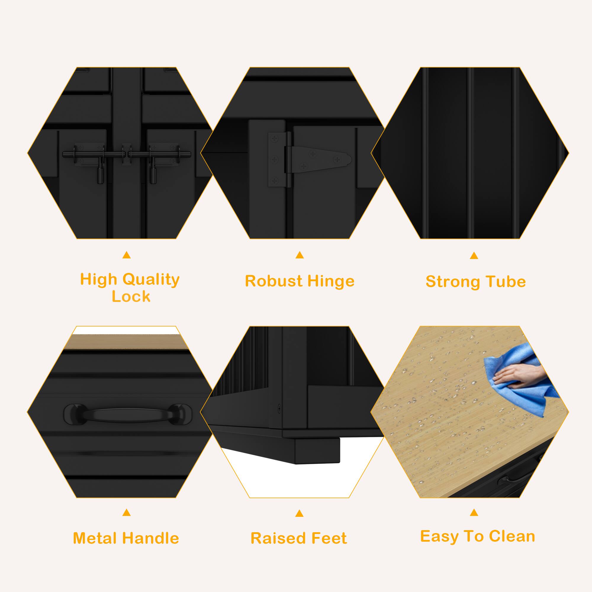 High Quality Lock  
Robust Hinge  
Strong Tube  
Metal Handle  
Raised Feet  
Easy To Clean