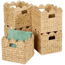 Best Choice Products - Scalloped 12 x 12in Hyacinth Storage Basket Set of 5 - Natural