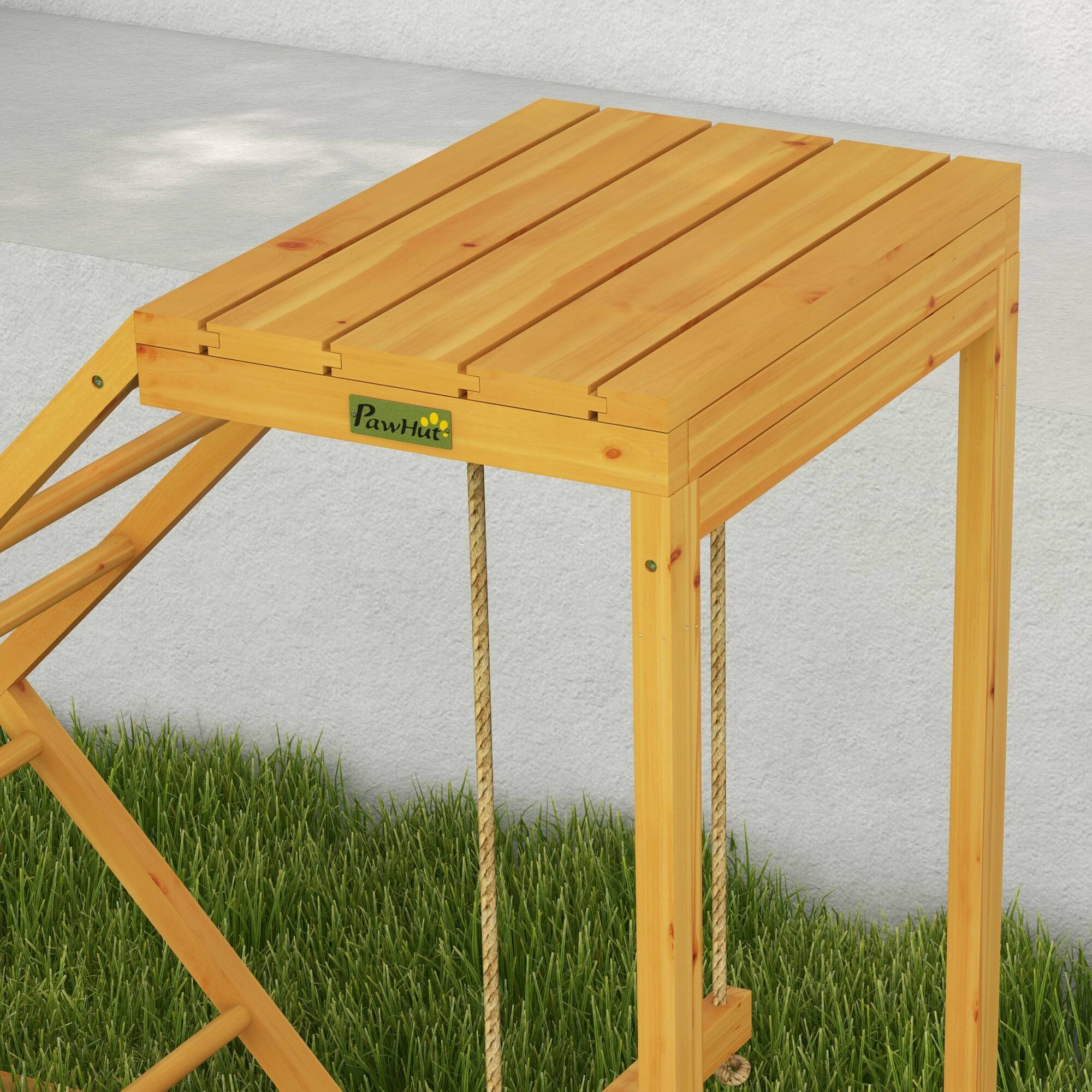 Alt View 4. Pawhut - Chicken Activity Play for Healthy & Happy Animals, Swing Set with Chicken Perches & Hen Ladder, Chicken Coop Toy - Yellow.