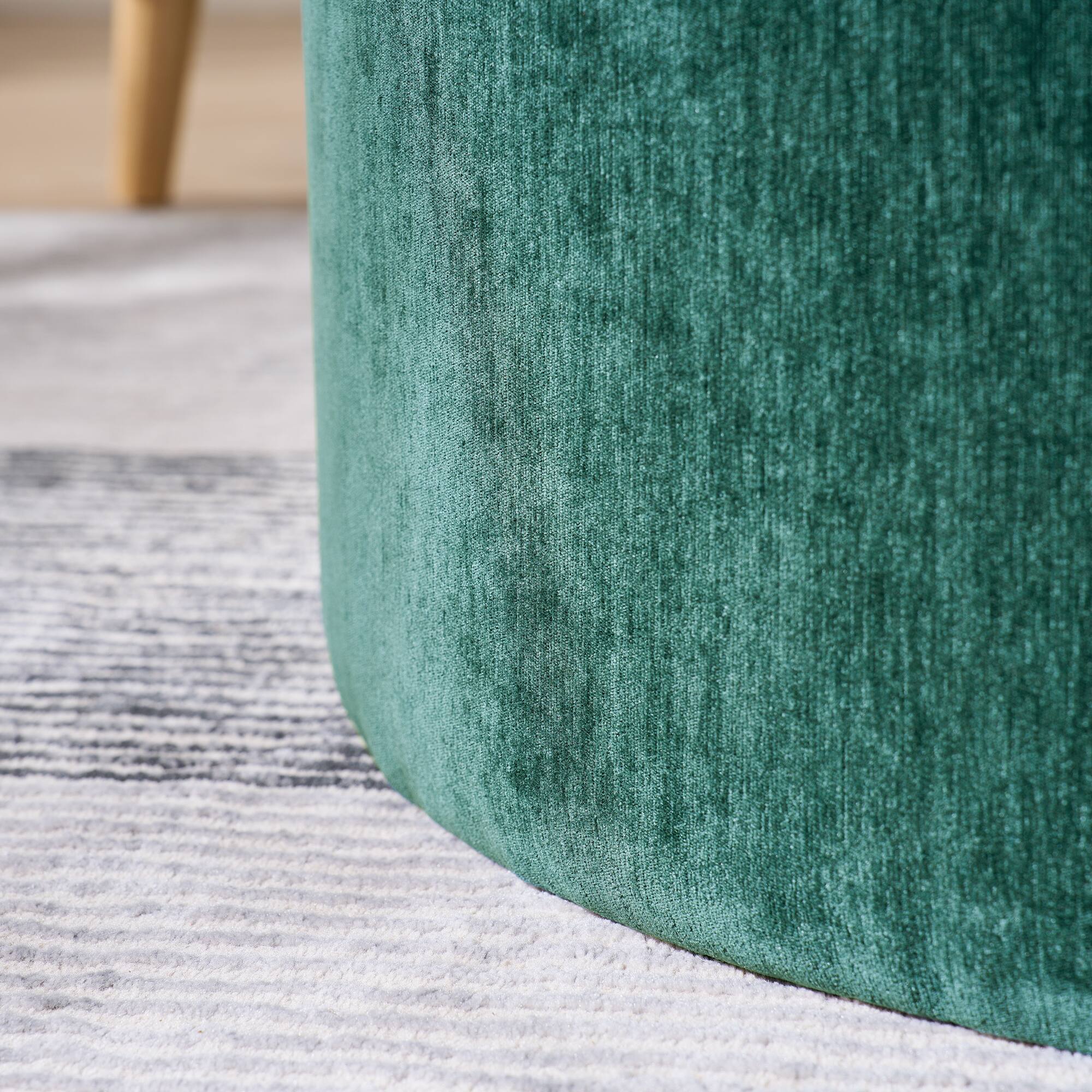 Alt View 7. GOODSILO - 2-Piece Round Storage Ottoman Set with Hidden Storage and Detachable Stool, Classic Design for Living Room and Bedroom - Dark Green.