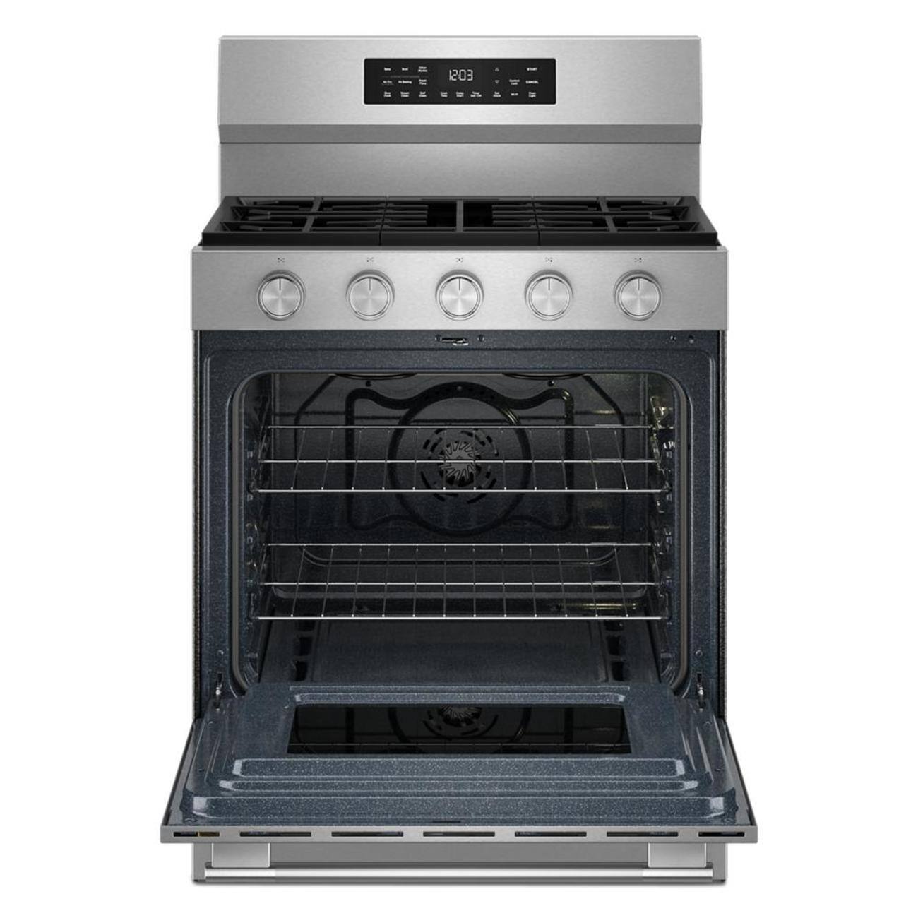 Alt View 4. KitchenAid - 30 in. Wide 5 burners 5.0 cu. ft. Smart Freestanding Gas Range with Convection Cooking Modes - PrintShield Stainless Finish.