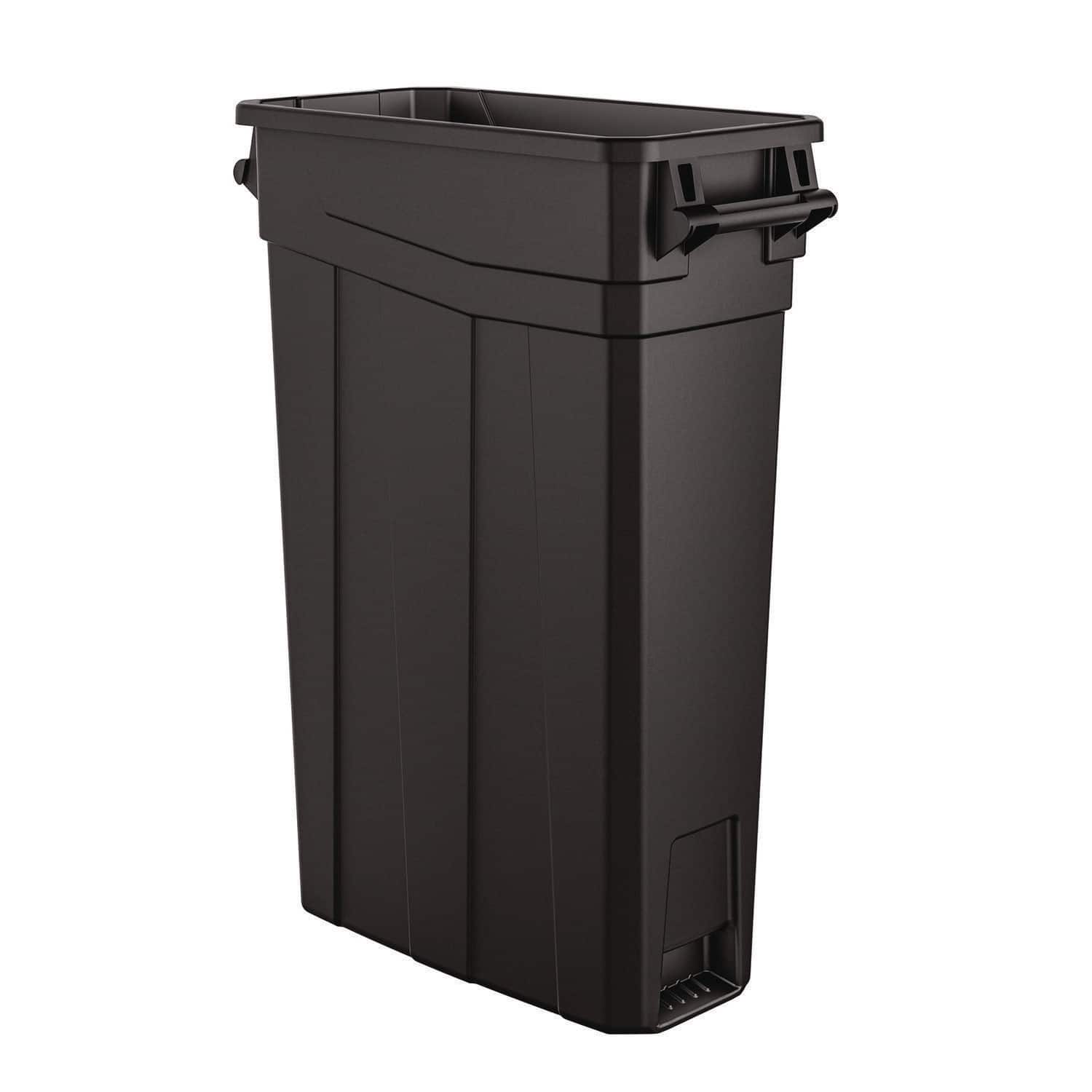 Suncast - 23 Gallon Resin Slim Trash Can, Plastic, Black