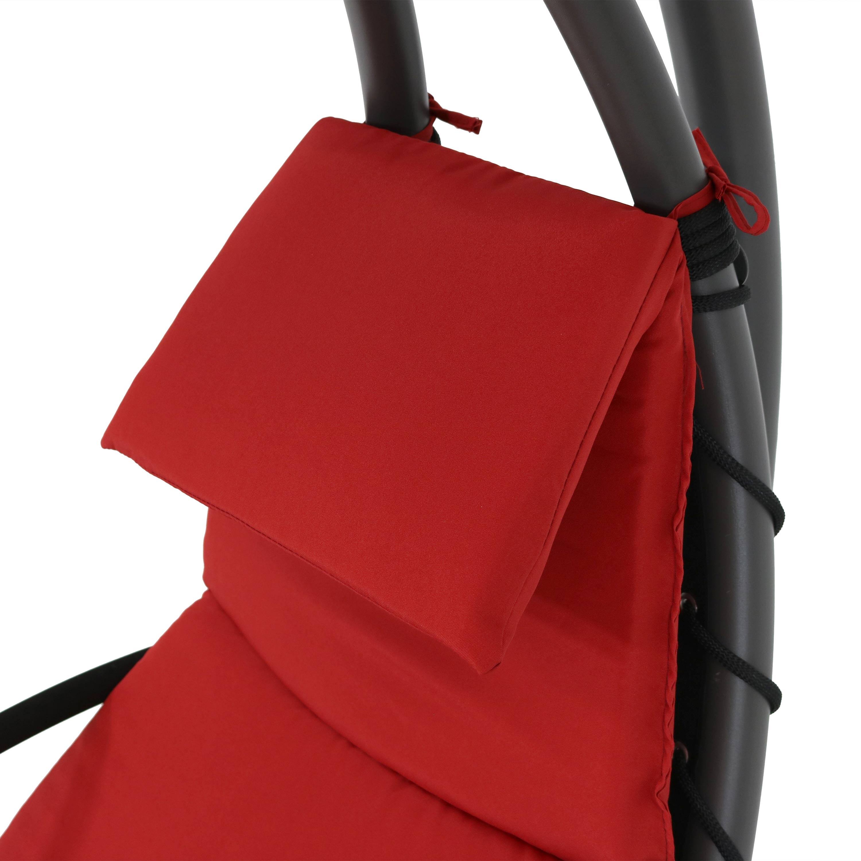 Alt View 5. Sunnydaze - Floating Chaise Lounge Chair with Canopy and Arc Stand - Red.