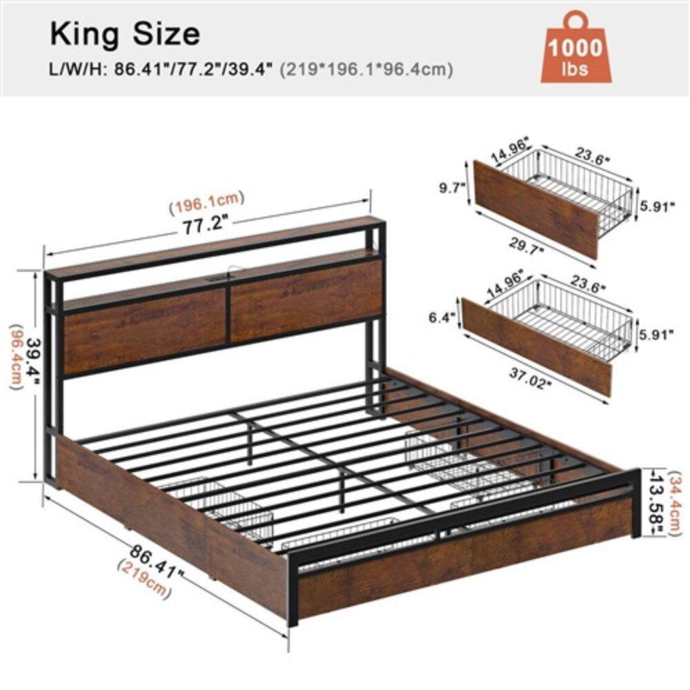 King Size  
L/W/H: 86.41"/77.2"/39.4" (219*196.1*96.4cm)  
1000 lbs  

- 86.41" (219cm)  
- 77.2" (196.1cm)  
- 39.4" (96.4cm)  

- 14.96" x 23.6"  
- 9.7"  
- 29.7"  
- 14.96" x 23.6"  
- 6.4"  
- 37.02"  
- 5.91"  
- 5.91"  
- 13.58" (34.4cm)  
- 13.58" (34.4cm)
