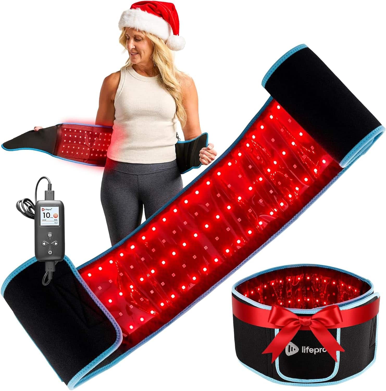 LifePro - Red Light Therapy Belt with 660nm and 850nm Infrared for Body Pain Relief and Wellness - Black