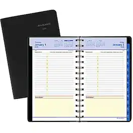 AT-A-GLANCE - 2026 QuickNotes 5" x 8" Daily & Monthly Appointment Book, Faux Leather Cover - Black