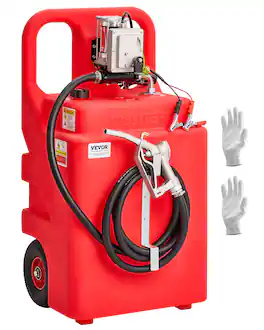 VEVOR - Fuel Caddy, 32 Gallon, Portable Fuel Tank with 12V DC 15 GPM Electric Fuel Transfer Pump, 13 ft Delivery Hose - Red