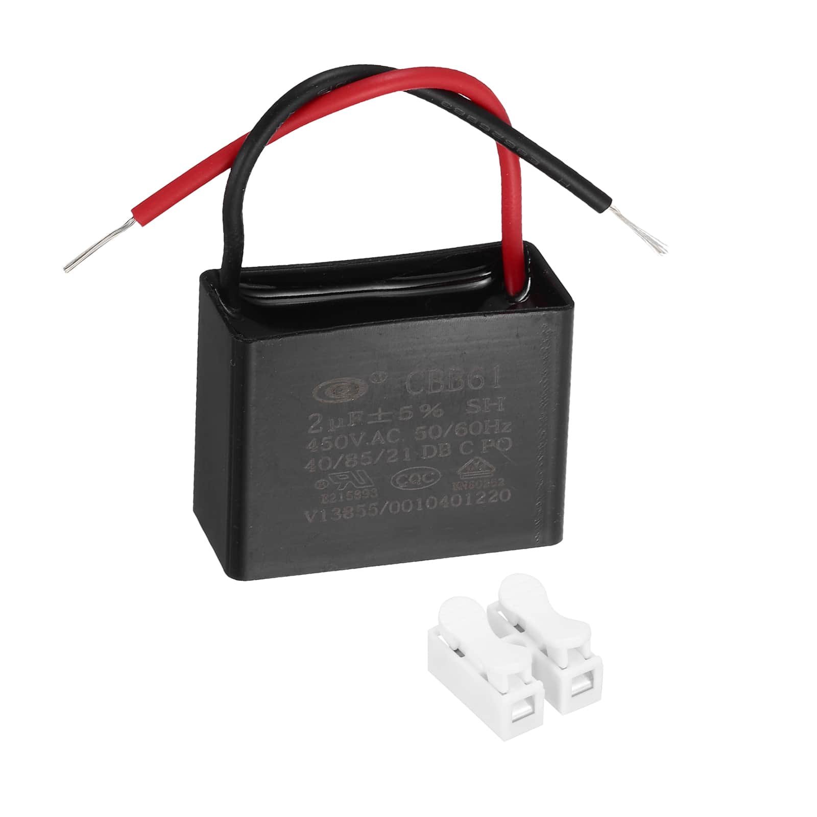 Unique Bargains - 2uF CBB61 Ceiling Fan Capacitor, AC 450V 2 Wires with Terminal Blocks for Pump Motor Generator Blower - Black price history on PriceWatchPro