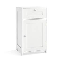 Costway - Floor Storage Cabinet Bathroom Organizer Cupboard Drawer Shelf Bath Towel - White