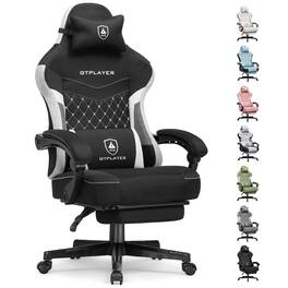 GTPlayer - Gaming Chair Fabric Computer Office Chair with Linkage Armrests High Back Desk Chair - BlackWhite