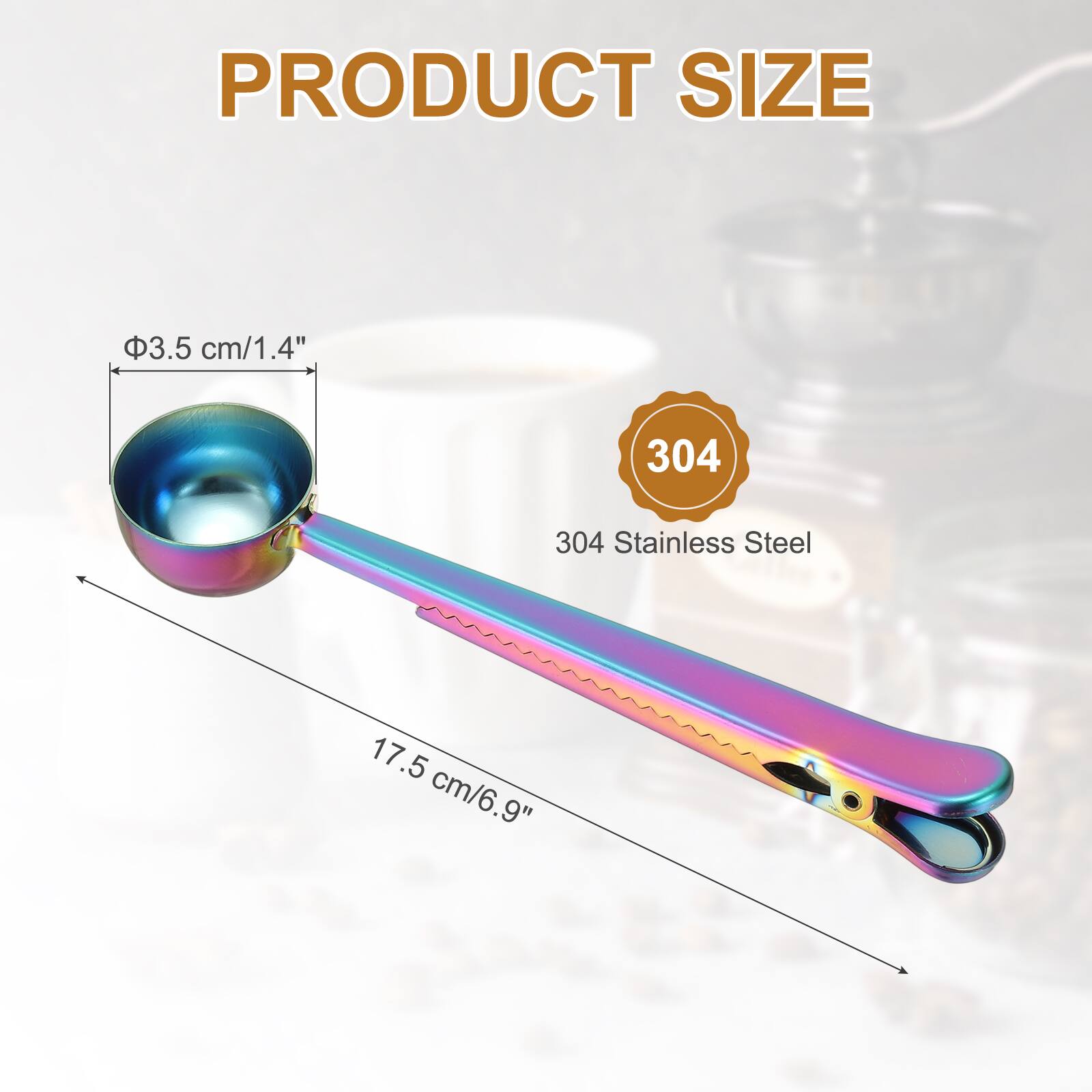PRODUCT SIZE

Φ3.5 cm/1.4"  
304 Stainless Steel  
17.5 cm/6.9"