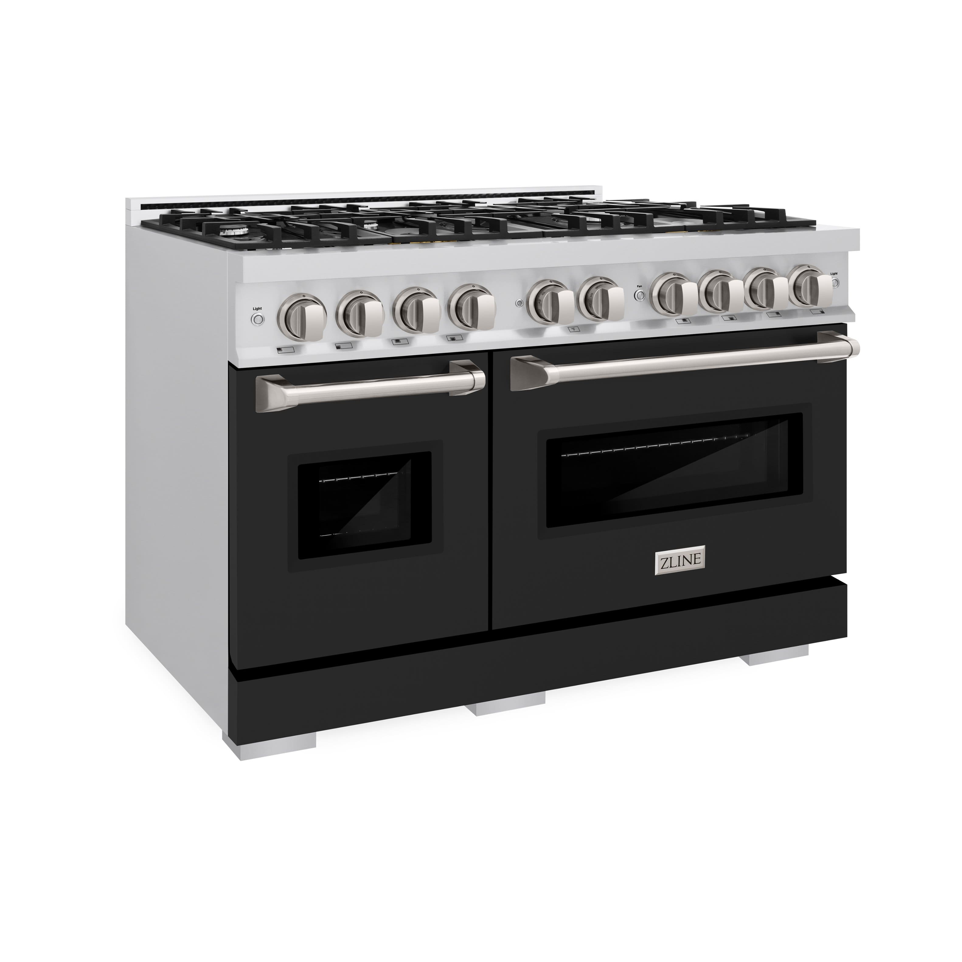 ZLINE - 48" 6.7 cu. ft. Freestanding Classic Double Oven Gas Range w/ 8 Burner Cooktop & Black Matte Doors (CGR-BLM-48) - Black Matte - Front_Zoom