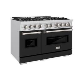 ZLINE - 48" 6.7 cu. ft. Freestanding Classic Double Oven Gas Range w/ 8 Burner Cooktop & Black Matte Doors (CGR-BLM-48) - Black Matte