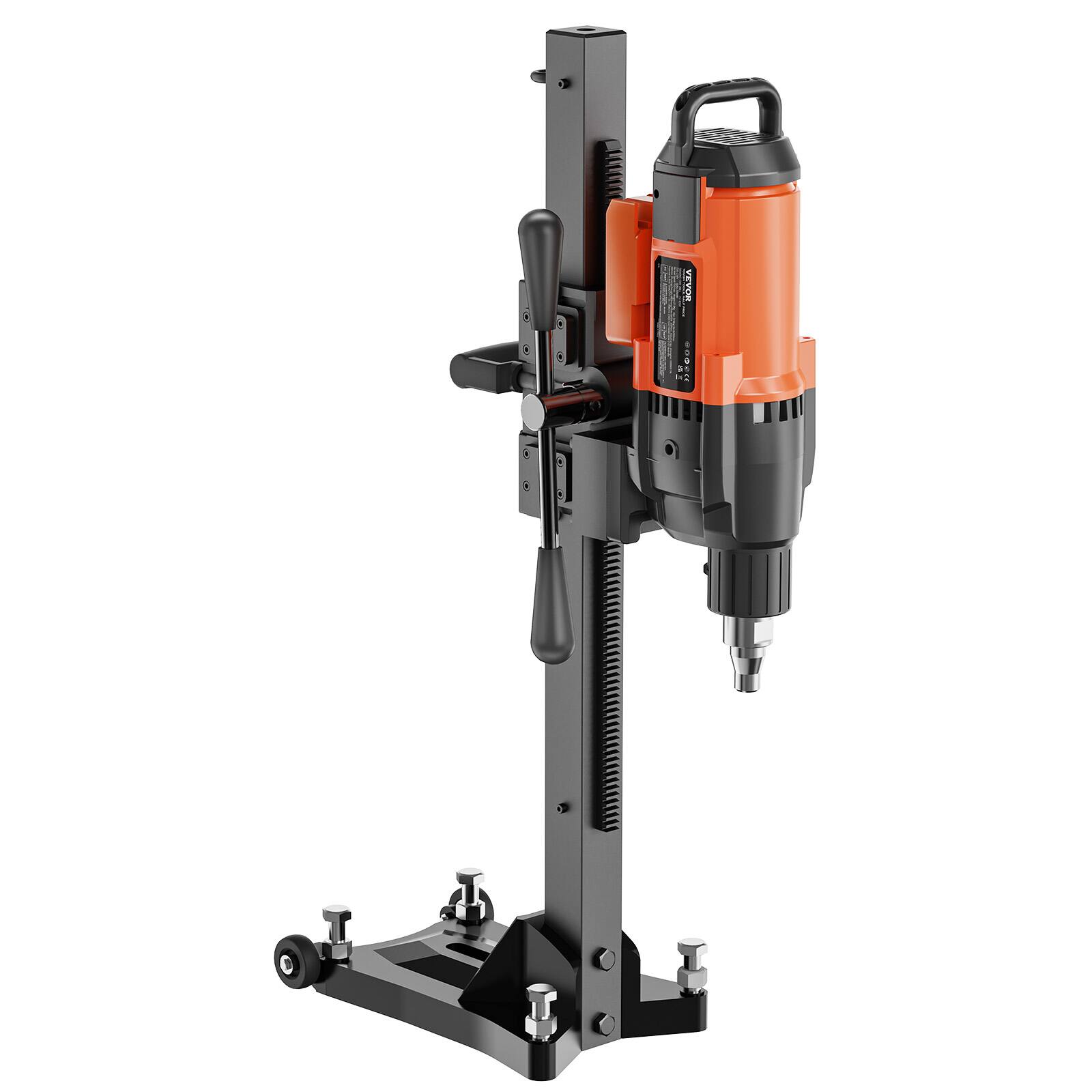 Alt View 5. VEVOR - Diamond Core Drilling Machine, 10in Wet Concrete Core Drill Rig with Stand Wheels, 750RPM Speed & 1-1/4" Thread - Black;Orange.