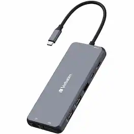 Verbatim - USB-C ™Pro Multiport Hub CMH 14 - 14 Ports - for Monitor - Charging Capability - Memory Card Reader - SD - Gray