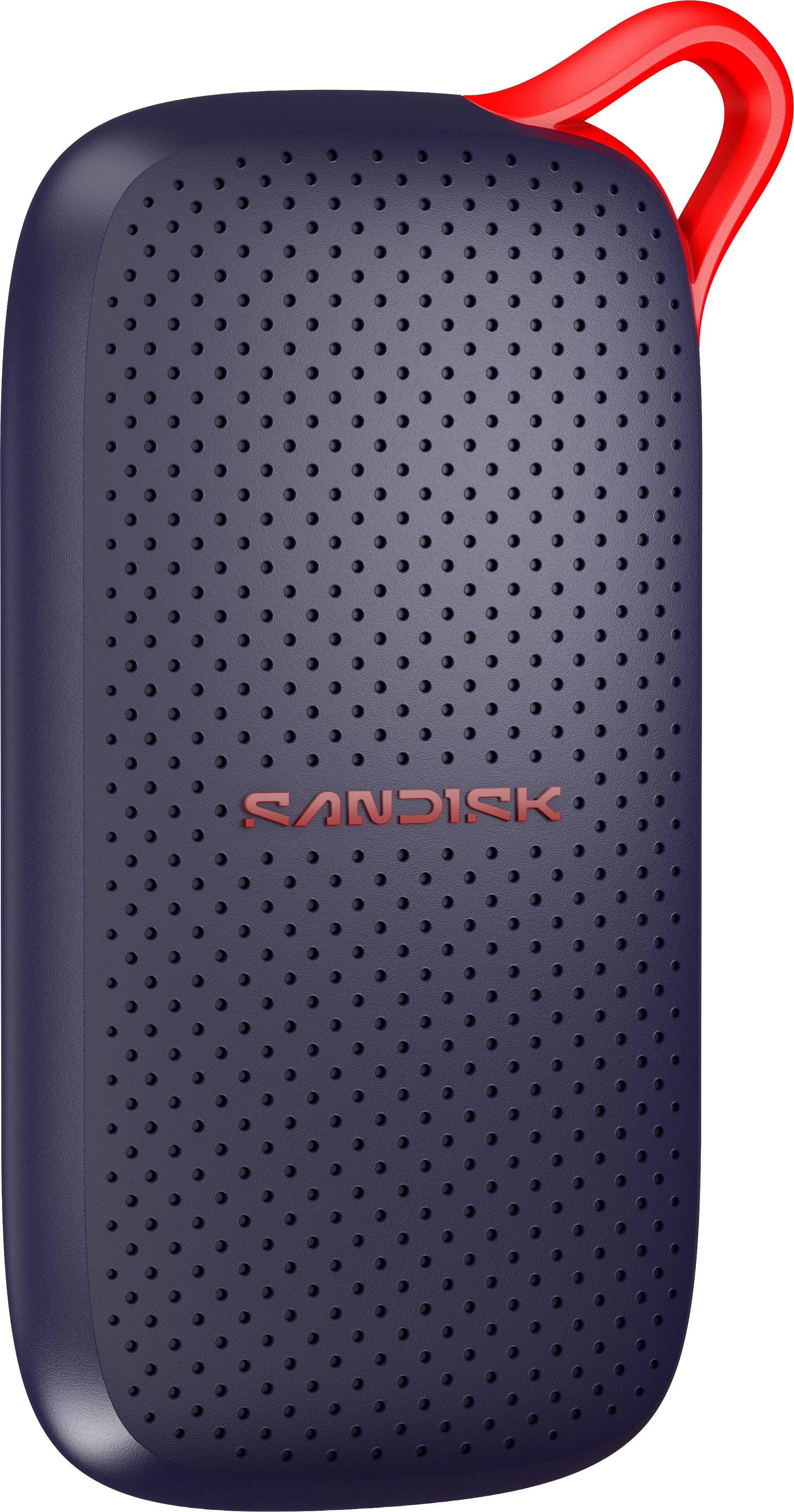 Angle. SANDISK - 2TB Portable SSD speeds up to 1000 MB/s, up to 2-meter drop protection - Black.