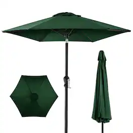 Best Choice Products - 7.5ft Heavy-Duty Outdoor Market Patio Umbrella w/ Push Button Tilt, Easy Crank - Green