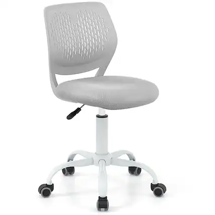 Front. Gymax - Gymax Kids Desk Chair Ergonomic Swivel Children Mesh Study Height Adjustable Gray - Gray.