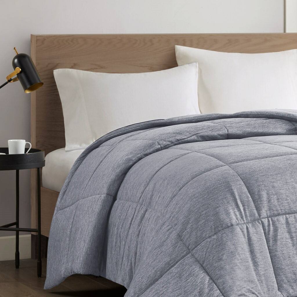Alt View 1. Gracie Mills - Gracie Mills Heathered Jersey Knit Down Alternative Comforter - Grey.