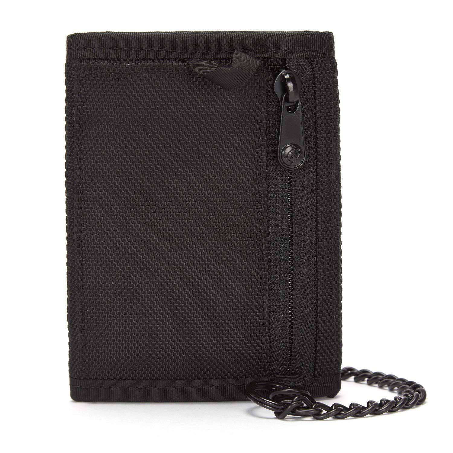 Angle. Pacsafe - Pacsafe ,  RFIDsafe Z50 Trifold Wallet  ,  Black - Black.