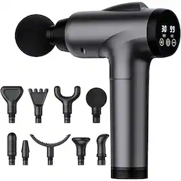 Schertz - Deep-Tissue Massage Gun, Handheld Electric Percussion with 9 Heads & 30 Speeds, Grey
