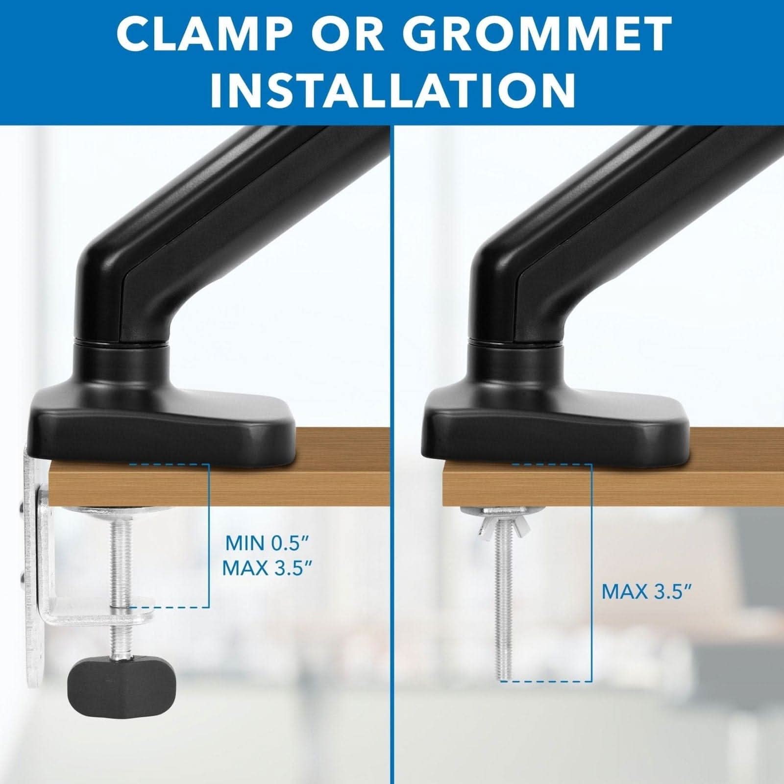 CLAMP OR GROMMET INSTALLATION  
MIN 0.5"  
MAX 3.5"
