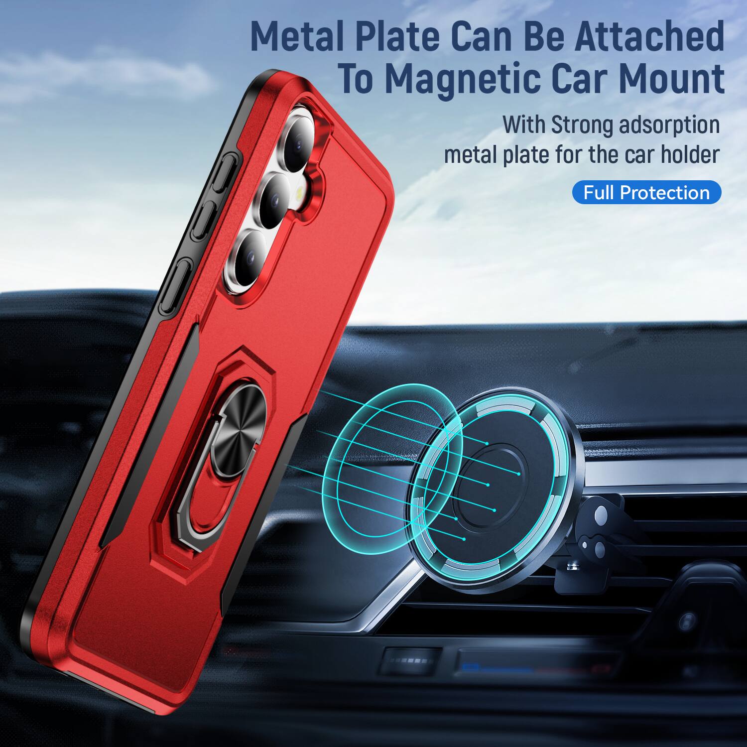 Metal Plate Can Be Attached To Magnetic Car Mount

With Strong adsorption metal plate for the car holder

Full Protection