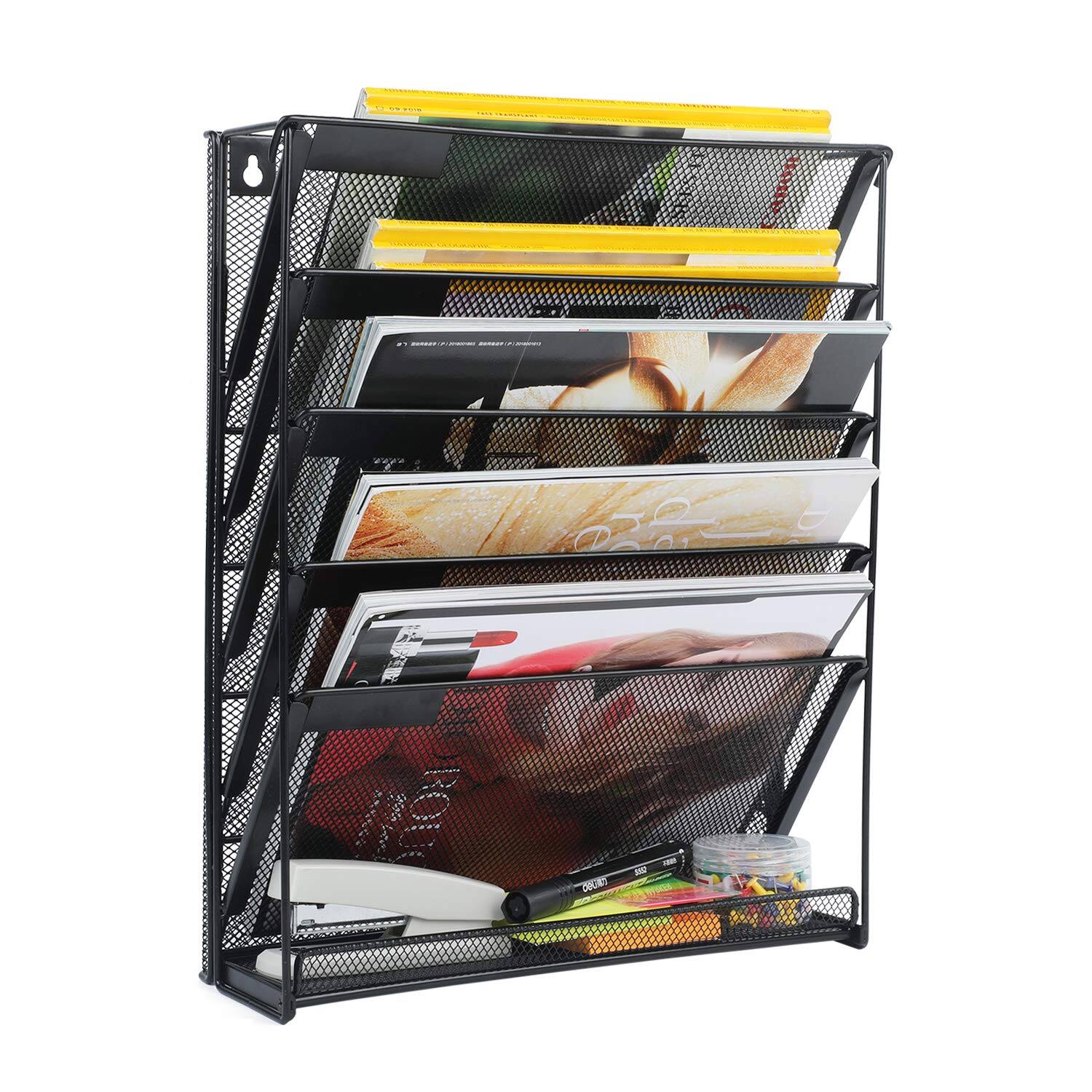 Alt View 1. Dapper Styles - Wall File Holder 6-tier Hanging Organizer Mount Paper Folder Mail For Officeschool - Black.