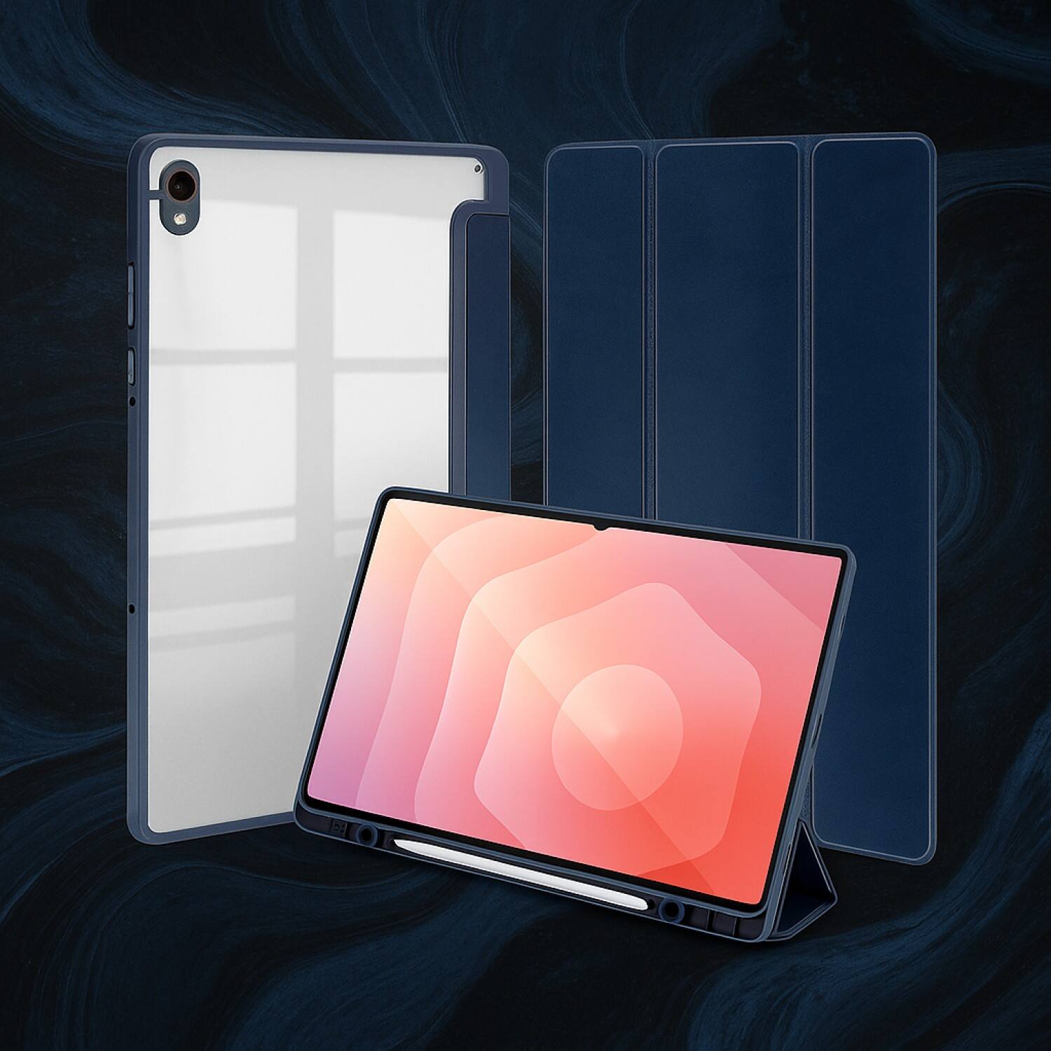 Alt View 4. SaharaCase - Samsung Galaxy Tab S11 Folio Case | Transparent Back | Slim & Durable | Venture Series - Night Sky Blue.