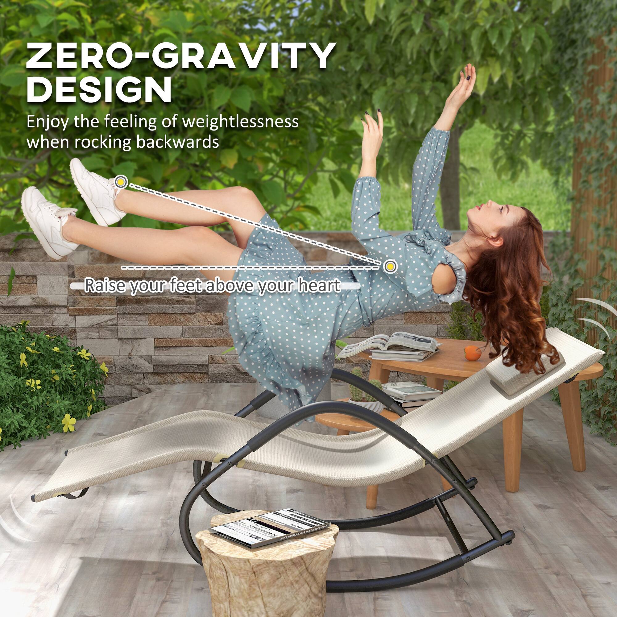 ZERO-GRAVITY DESIGN  
Enjoy the feeling of weightlessness when rocking backwards  
Raise your feet above your heart