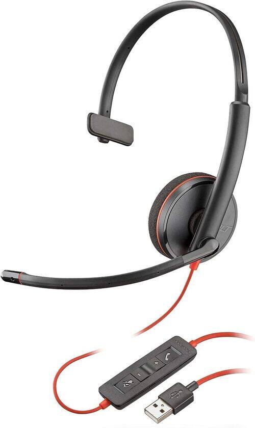 Plantronics - C3210 209744-201 Poly Blackwire Wired Headset - On-ear - USB-A - Mono - Black/Red