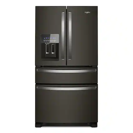 Front. Whirlpool - 24.5 Cu. Ft. French Door Refrigerator with Two-Tier Freezer Storage - Fingerprint Resistant Black Stainless.