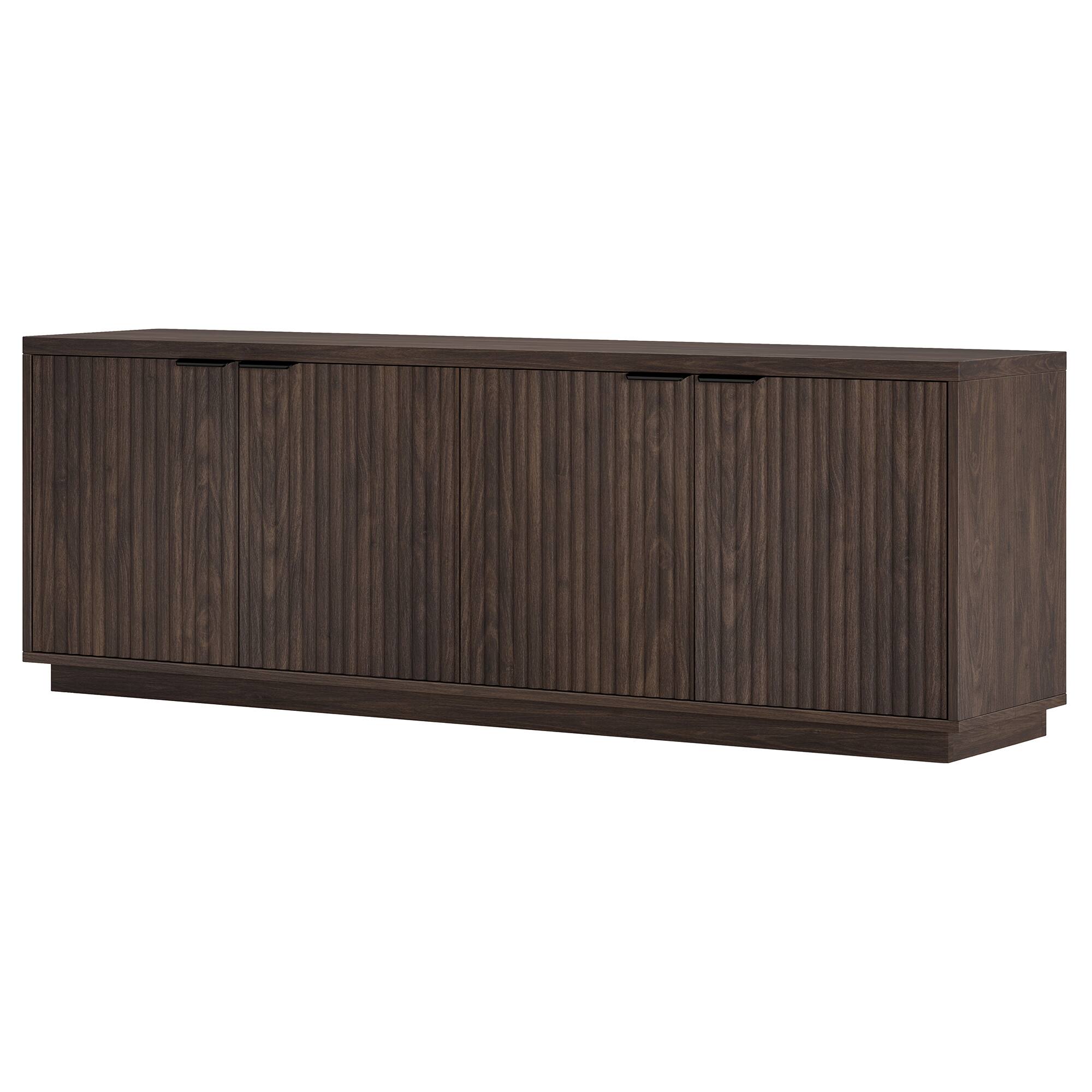 Left. Hudson&Canal - Mansfield Rectangular Fluted TV Stand for TV's up to 78" in Alder Brown - Alder Brown.