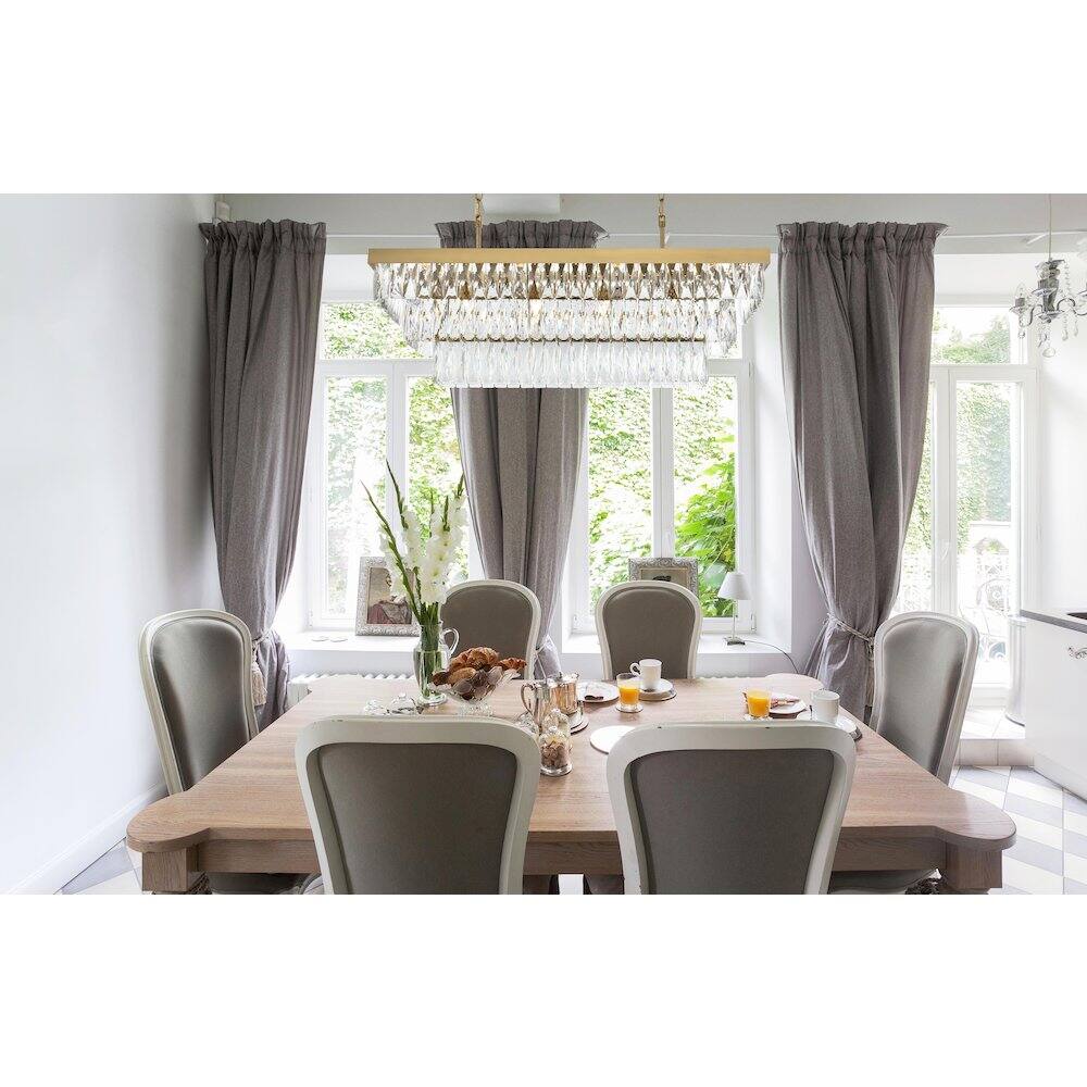 Alt View 4. Elegant Lighting - Josephine 36 Inch Rectangular Chandelier In Satin Gold - Satin Gold And Clear.