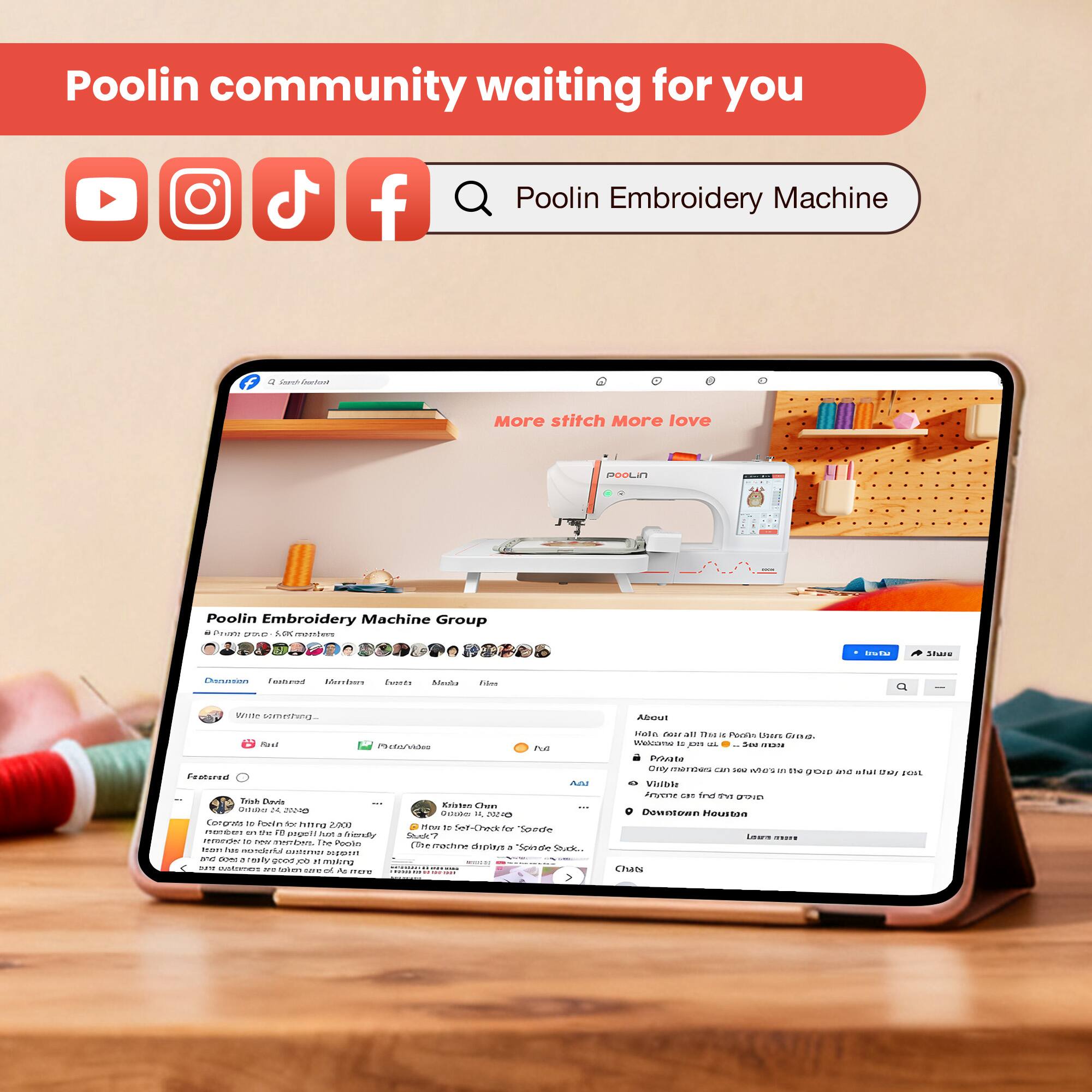 Poolin community waiting for you

Poolin Embroidery Machine

stitch More love

Poolin Embroidery Machine Group

- Poolin Embroidery Machine Group
- 100+ members
- Private
- Visible
- Anyone can find this group
- Downtown Houston

- Featured
  - Thinh Do
    - Congrats to all in finding 2000 members. The Poolin Embroidery Machine Group is a great place to share your projects and ideas. Keep up the good work!
  - Kristina Ch
    - How to Set Check for "Seam" on Poolin Embroidery Machine

- About
  - Welcome to Poolin Embroidery Machine Group. This is a place for Poolin Embroidery Machine owners to share their projects and ideas. Anyone can find this group.

- Posts
  - 100+ posts

- Photos/Video
  - 100+ photos/videos

- Files
  - 100+ files

- Members
  - 100+ members

- Events
  - 100+ events

- More stitch More love