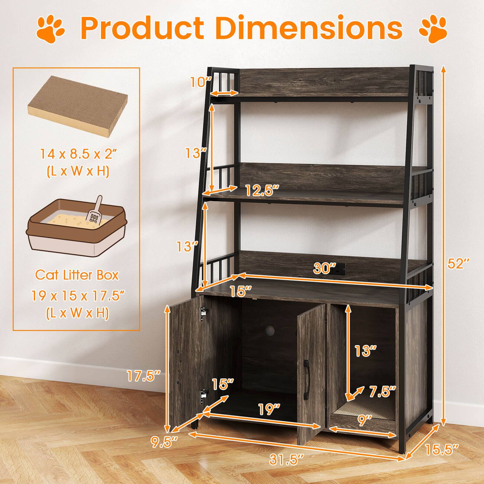 Product Dimensions

14 x 8.5 x 2" (L x W x H)

Cat Litter Box
19 x 15 x 17.5" (L x W x H)

10" 13" 12.5" 13" 15" 30" 52" 13" 17.5" 9.5" 15" 19" 31.5" 7.5" 9" 15.5"