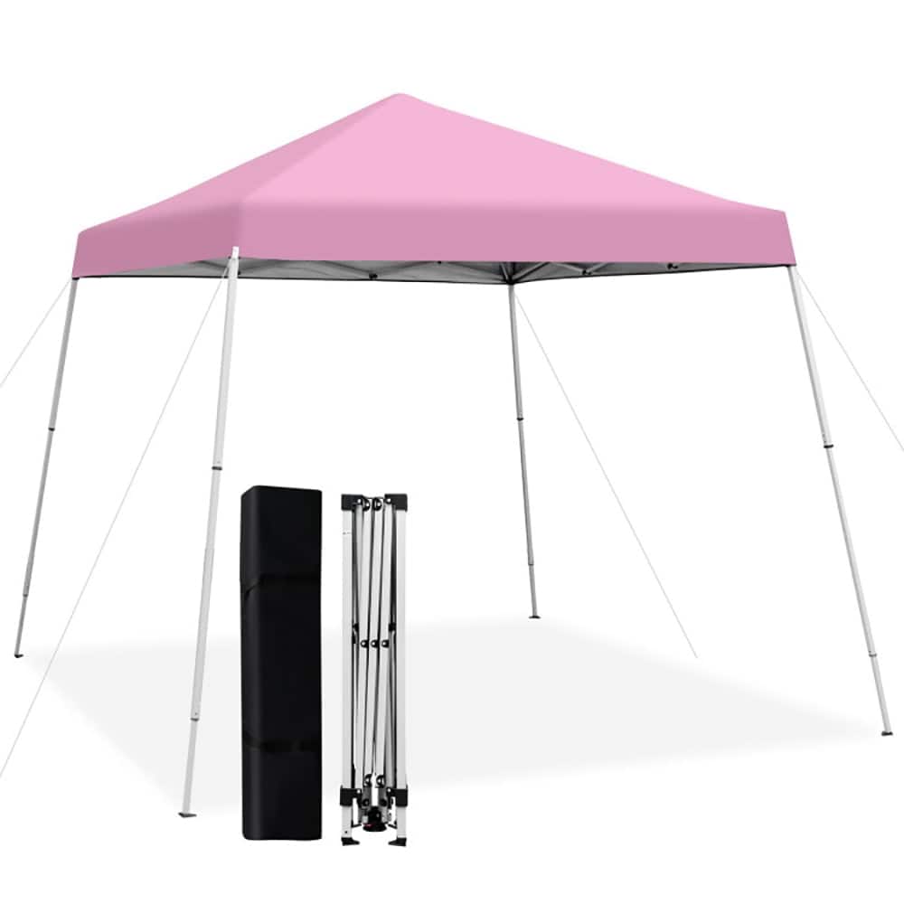 Kadyn - 10 x 10 Feet Outdoor Instant Pop-up Canopy with Carrying Bag-Pink, Outdoor Gazebo Wedding Party Tent Canopy Tent