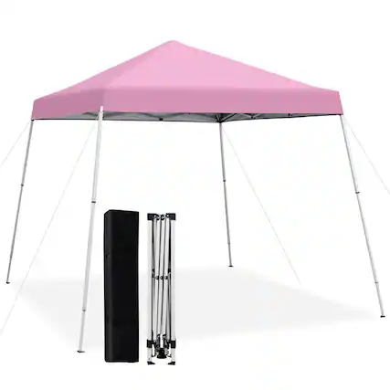 Front. Kadyn - 10 x 10 Feet Outdoor Instant Pop-up Canopy with Carrying Bag-Pink, Outdoor Gazebo Wedding Party Tent Canopy Tent.